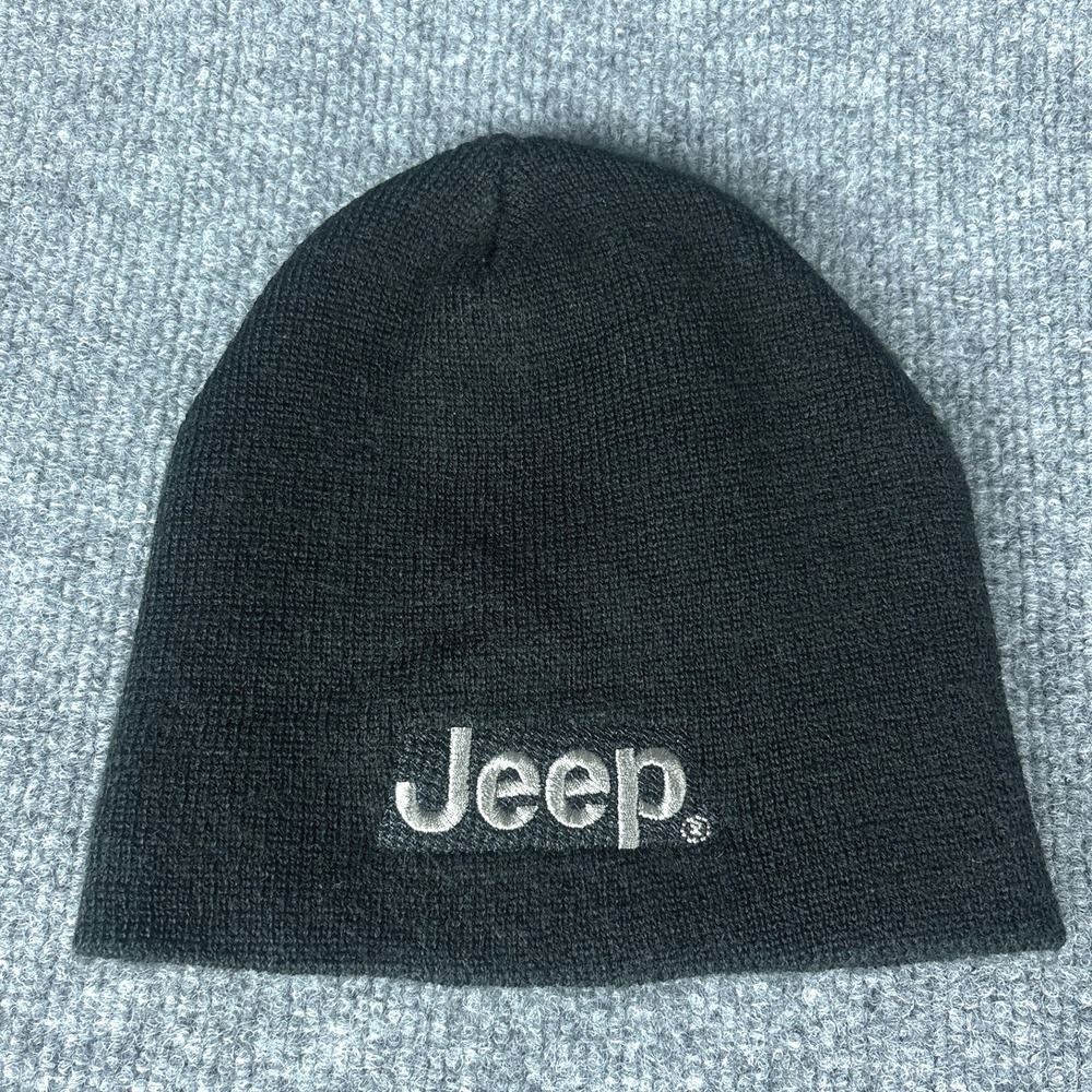 Vintage Jeep Knit Beanie Black Made in USA One Size Cap America